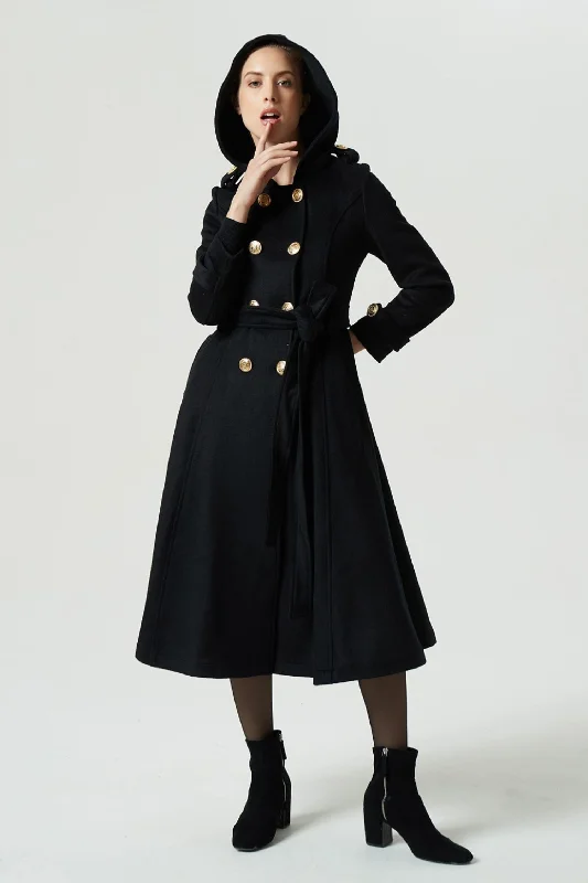 Women’s quilted coats for comfort and warmth -Double breasted military wool coat 1967#