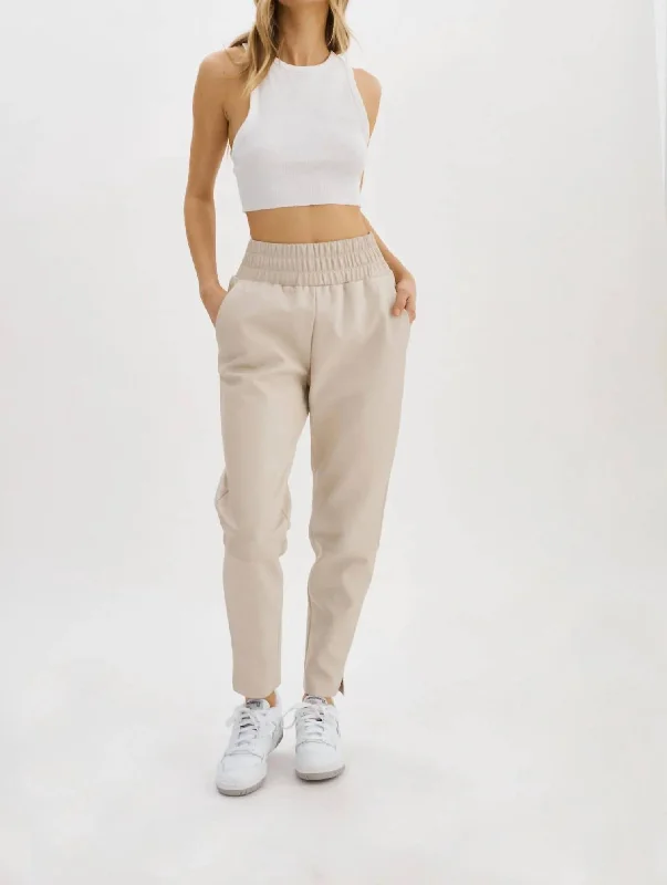 Women’s casual joggers for laid-back days -Nineta Leather Joggers In Bone