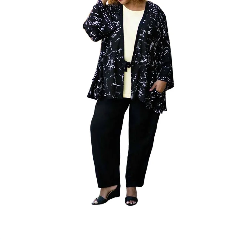 Women’s hooded wool coats for winter style -Edyth Plus Size Jacket In Black Batik