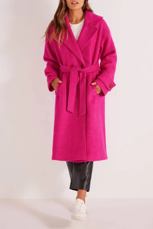 Women’s faux leather bomber coats for trendy style -Safira Coat In Berry