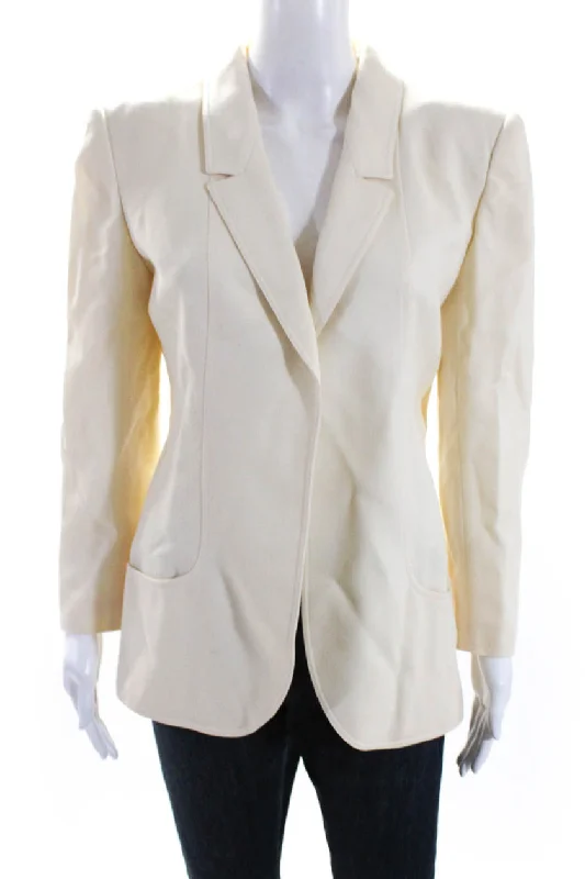 Women’s leather trench coats for edgy fashion -Valentino Boutique Women's Long Sleeves Lined Open Front Blazer Beige