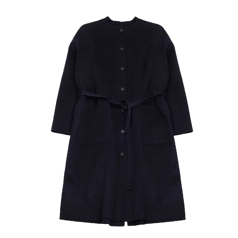 Tailored women’s coats for professional style -Manuelle Guibal Shawool Cashmere/Wool Coat in Indigo Night