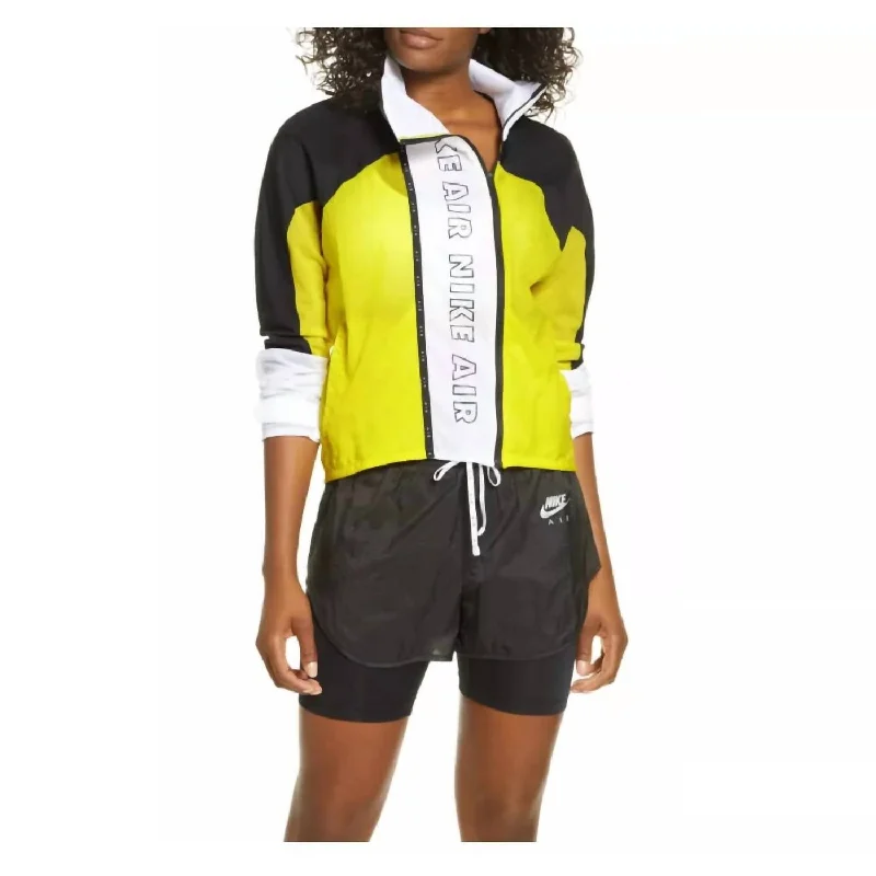 Women’s camo coats for military-inspired style -Full-Zip Running Jacket In Yellow/black/white