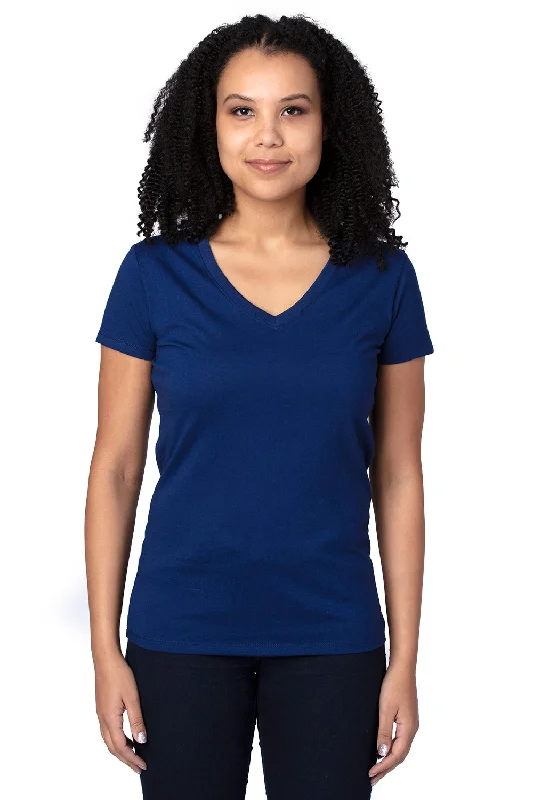 Women’s tunic tops for casual outings -Threadfast Apparel Womens Ultimate Short Sleeve V-Neck T-Shirt - Navy Blue