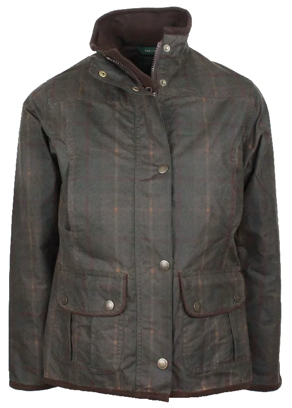 Women’s military coats for bold fashion -W04 - Women's Tartan Eltham Wax Jacket - HONEY