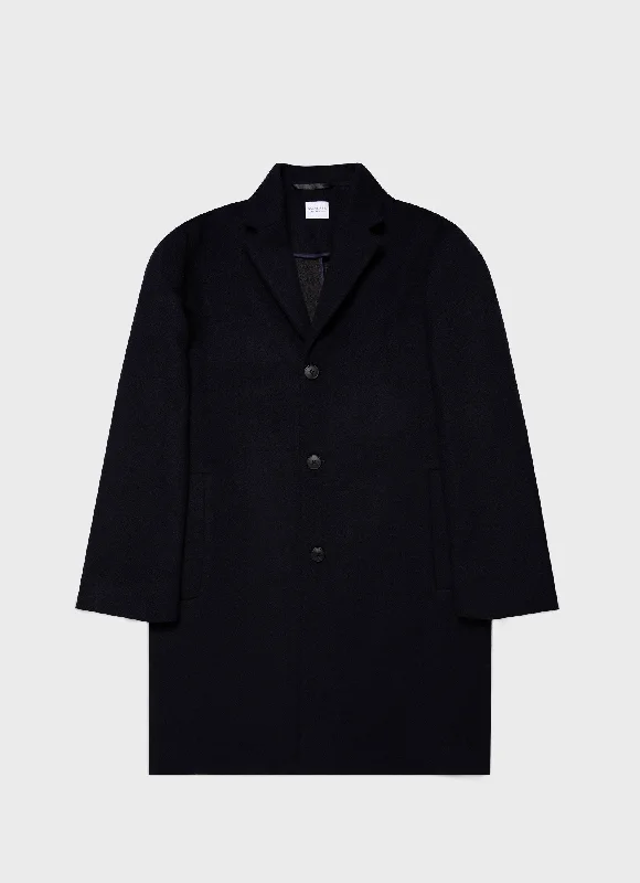 Women’s utility coats for functionality and style -Men's Double Faced Overcoat in Navy