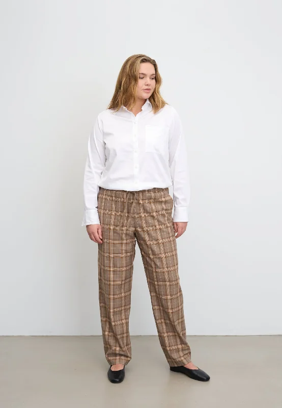 Women’s corduroy pants for fall fashion -Oline Relaxed - Medium Length - Deer Check