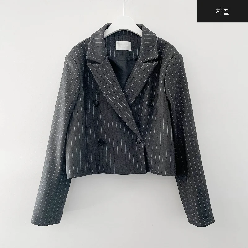 Women’s pea coats for classic style -Striped Double Cropped Jacket