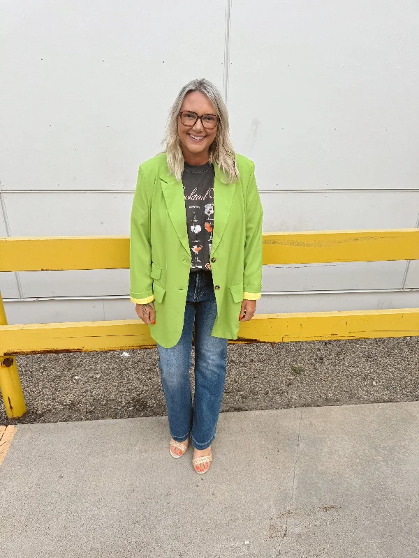 Women’s zip-up coats for easy wear -Kit Green Blazer-Final Sale Online Only