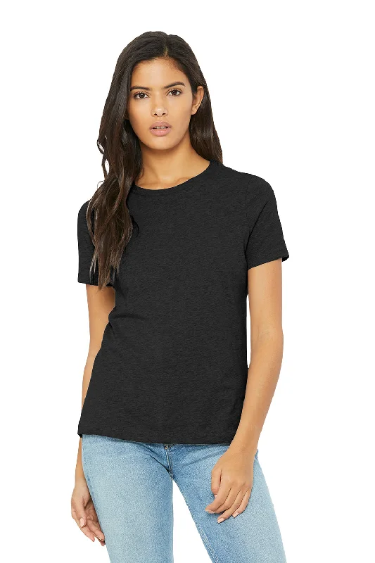 Women’s peplum tops for hourglass figure -Bella + Canvas Womens CVC Short Sleeve Crewneck T-Shirt - Heather Black