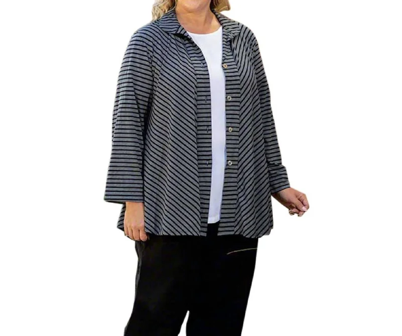 Women’s oversized wool coats for cozy winter -Long Sleeve Gemma Shirt Jacket - Plus Size In Gray