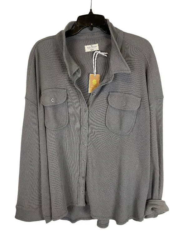 Women’s fur-trimmed coats for winter glam -Jacket Shirt By Simply Southern In Grey