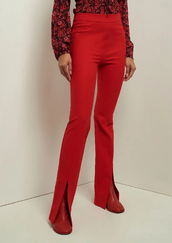 Women’s tailored work pants for office-ready style -Lucia Flare Slit Pant In Red