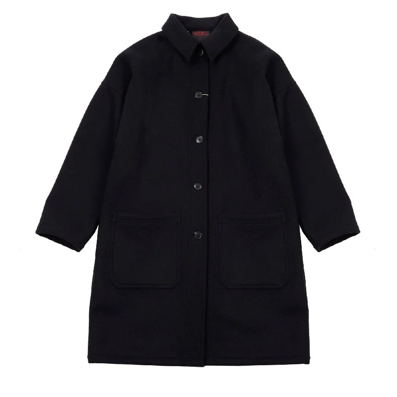 Women’s wrap coats for versatile fashion -Vetra Women's 3E55/2106F Soft Melton Wool Coat in Navy