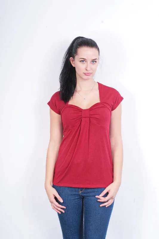 Women’s tops with lace details -Ann Taylor Loft Womens S Blouse Shirt Red Top