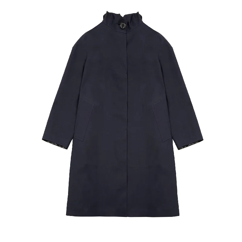 Women’s statement coats for standout style -Mackintosh Women's Watten Bonded Cotton Hooded Raincoat in Navy