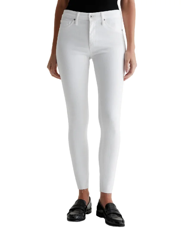 Women’s satin pants for luxurious feel -Farrah Skinny Ankle Jeans In White