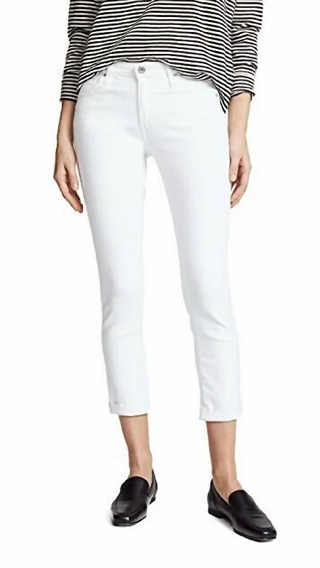 Women’s faux leather leggings for bold look -Prima Roll-Up Jeans In White