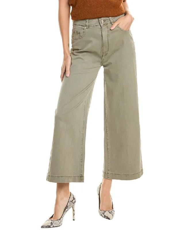 Women’s faded denim pants for casual looks -DL1961 Hepburn Alpine Green Wide Leg Jean