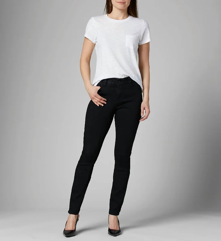 Women’s pleated pants for structured style -Cecilia Mid Rise Skinny Jeans In Black