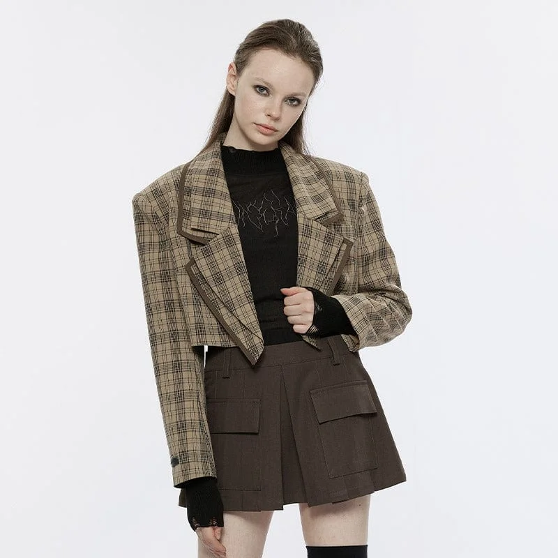 Women’s long coats for maximum coverage -Women's Punk Turn-down Collar Short Jacket