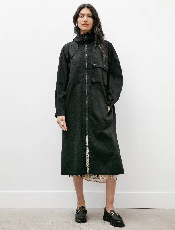 Women’s oversized coats for relaxed style -Coatdress with Hood Black