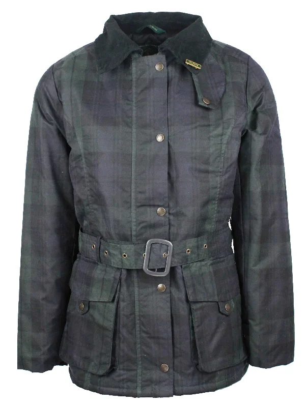 Women’s military-style coats for bold look -W306 - Womens Tartan Kensington Wax Jacket - BLACKWATCH