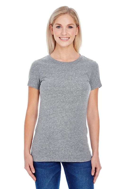 Women’s tops for layering under blazers -Threadfast Apparel Womens Short Sleeve Crewneck T-Shirt - Grey