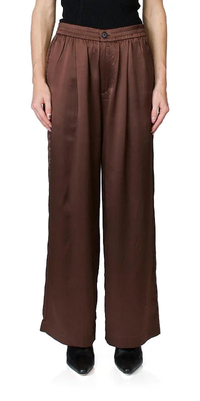 Women’s formal pants for business meetings -Silk Pull On Pants In Mahogany