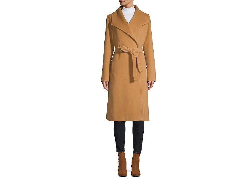 Women’s faux fur coats for luxe look -HiSO Classic-Fit Angora & Wool-Blend Belted Wrap Coat