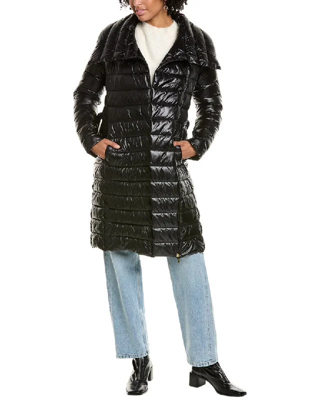 Women’s cashmere trench coats for luxury -Via Spiga Belted Puffer Coat