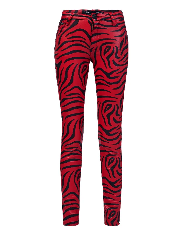 Women’s silk pants for luxurious nights out -High Waist Jegging Zebra