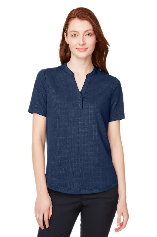 Button-up women’s tops for classic appeal -North End Womens Replay Recycled Moisture Wicking Short Sleeve Polo Shirt - Classic Navy Blue