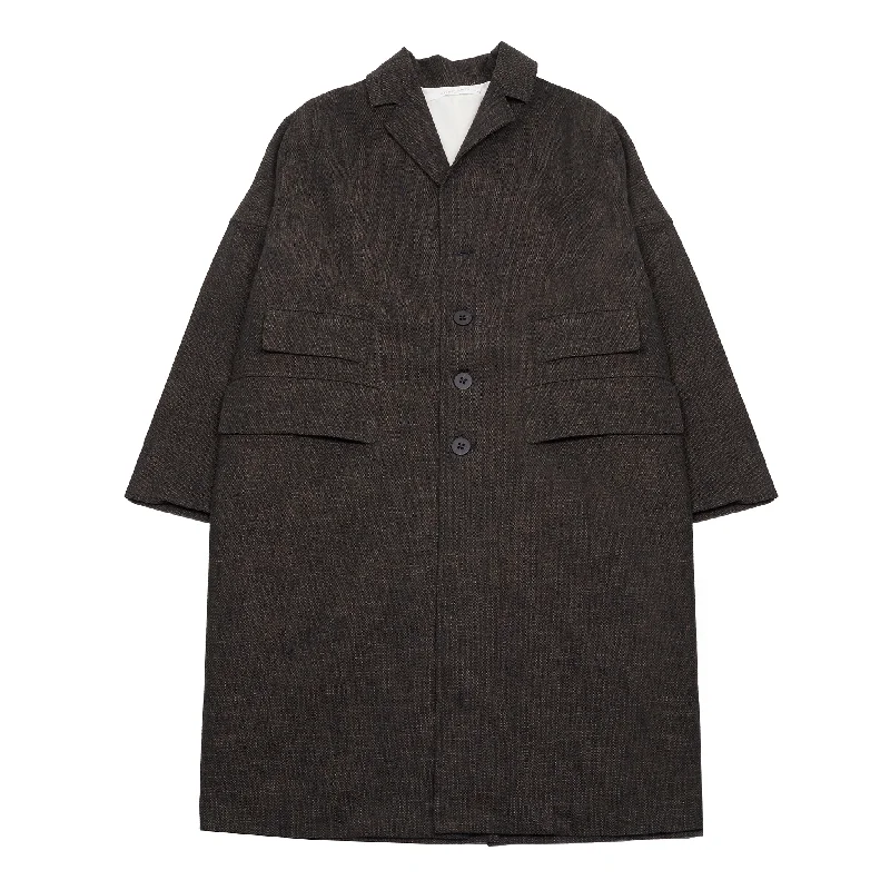 Women’s oversized coats for relaxed style -Album Di Famiglia Cotton/Wool Natte Loose Coat in Coffee