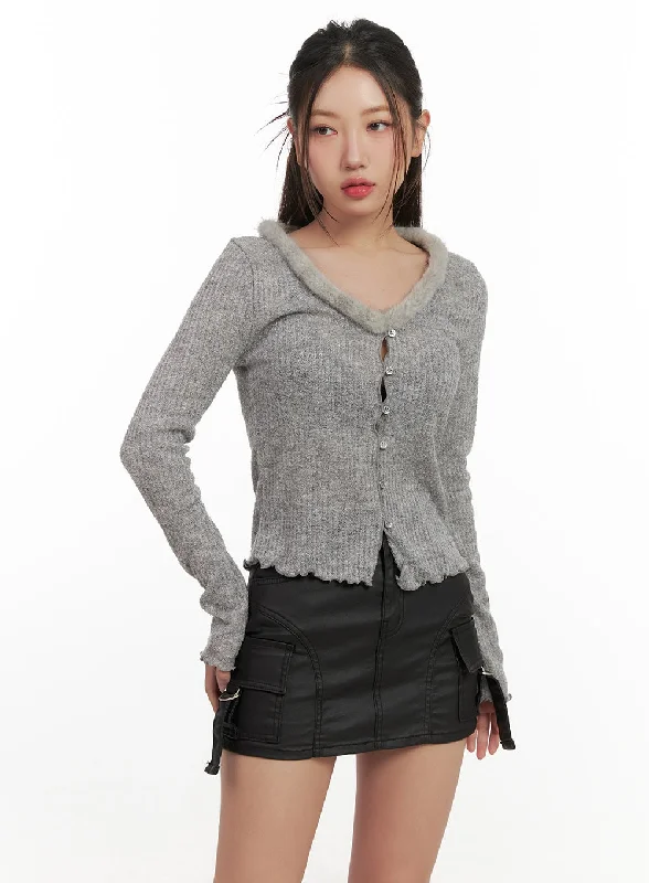 Women’s tops with v-neckline for flattering fit -SoftKnit Cardigan CN428