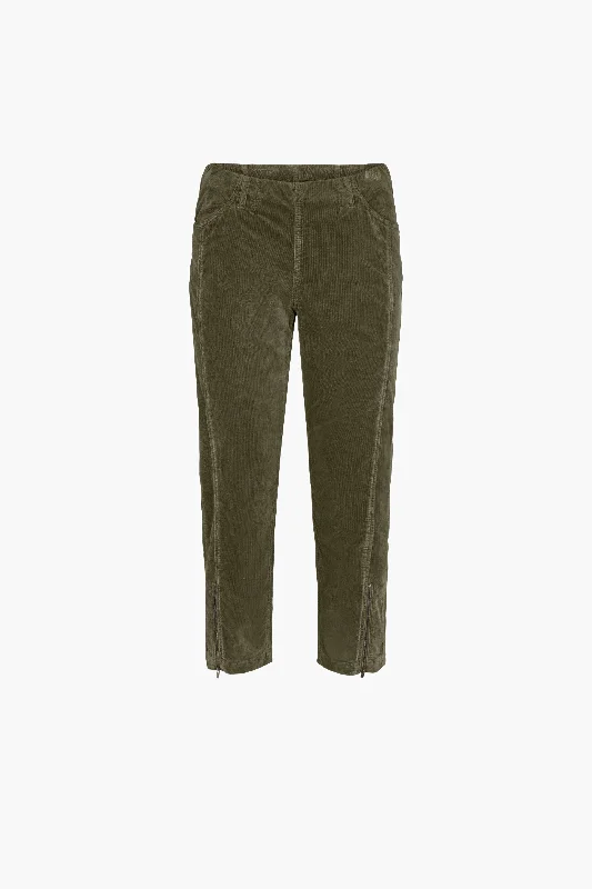 Women’s casual joggers for laid-back days -Piper Regular corduroy Crop - Dried Olive