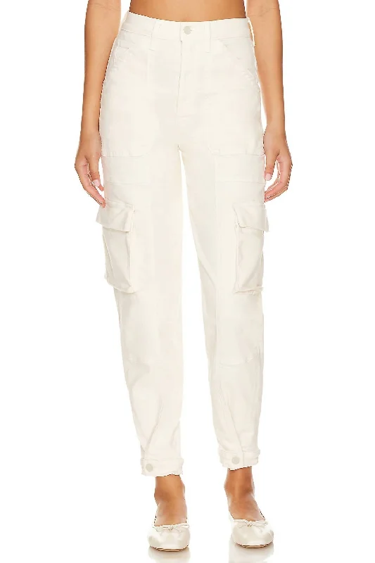 Women’s wide-leg pants for relaxed look -Curbside Cargo Flood Jean In Eggnog