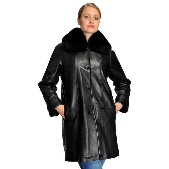 Women’s high-neck coats for added warmth -Mason & Cooper Lara Lamb with Fox Collar Coat