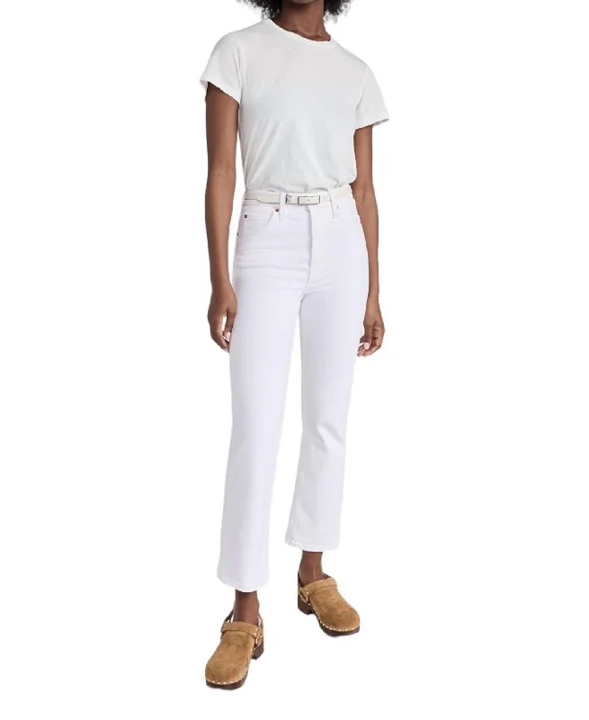 Women’s cropped pants for warm weather -70S Crop Boot Jeans In White