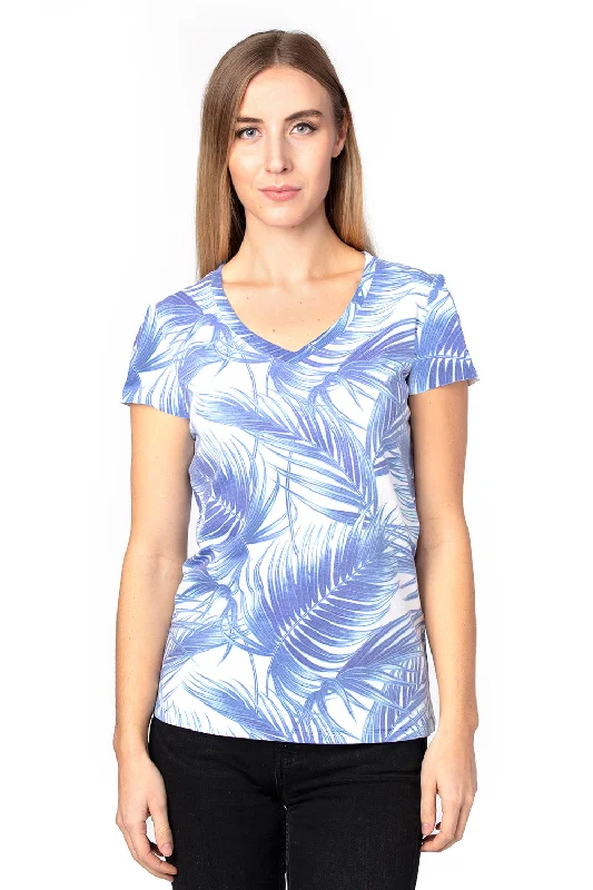 Relaxed-fit women’s tops for weekend wear -Threadfast Apparel Womens Ultimate Short Sleeve V-Neck T-Shirt - Palm Paradise