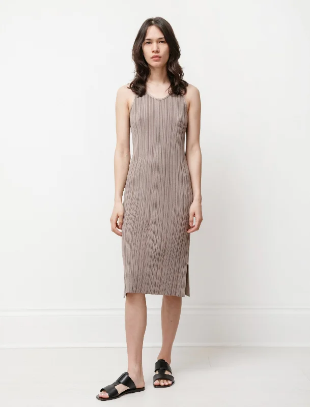 Women’s tailored dresses for professional look -Rib Knit Dress Taupe