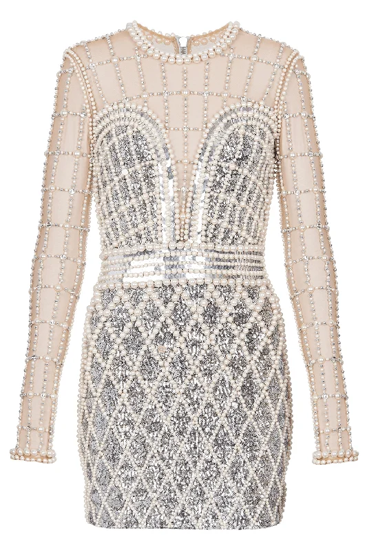 Women’s bodycon mini dresses for a night out -Short Beaded Dress