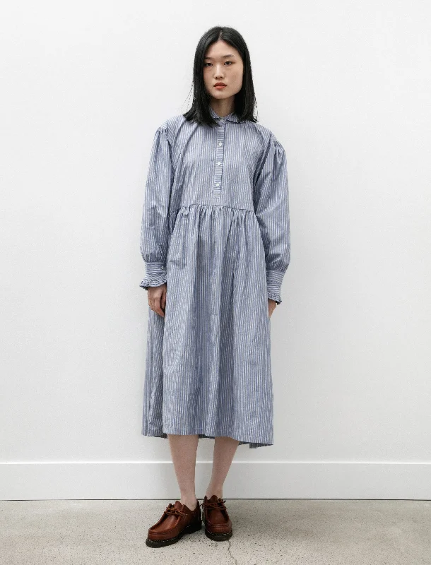 Women’s asymmetrical dresses for unique look -Japanese Striped Shirting Lydbrook Dress Blue/White