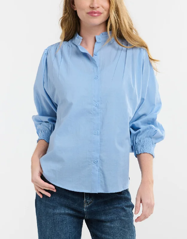 Elegant women’s tops for business meetings -Clara Shirt - Sky Blue