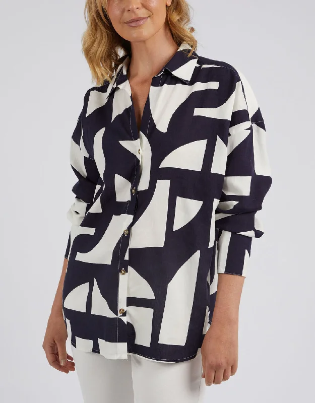 Women’s tops for summer parties -Dali Abstract Shirt - Midnight Abstract Print