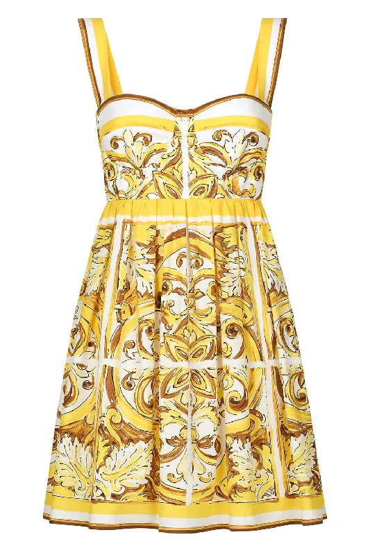 Women’s shift dresses with belt for flattering waistline -Maiolica Printed Mini Sundress