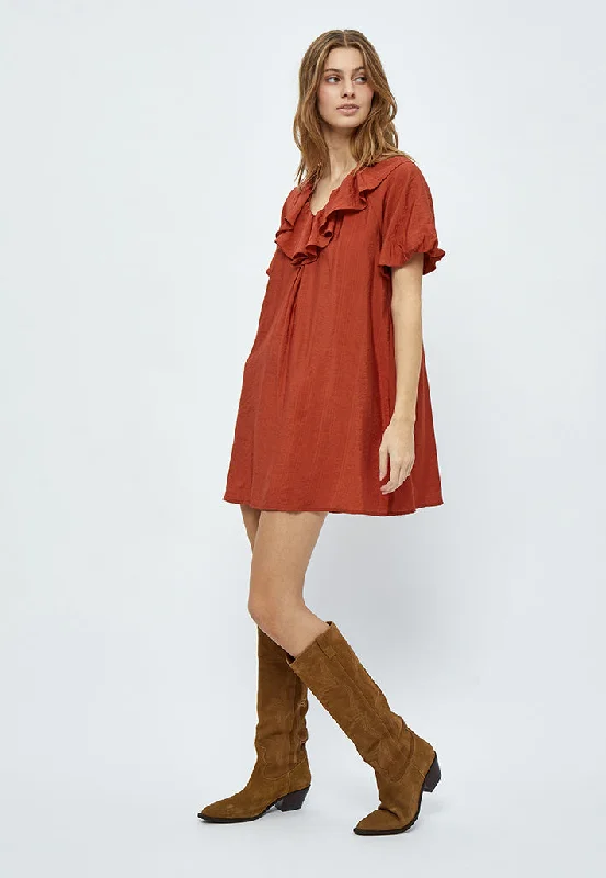 Women’s mini dresses for fun nights out -Dora Short Dress - Burnt Ochre