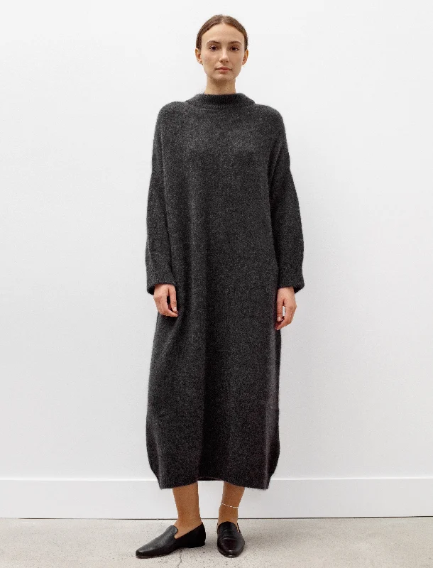 Women’s cotton dresses for lightweight comfort -Oversized Roundneck Cashmere/Silk Dress Charcoal