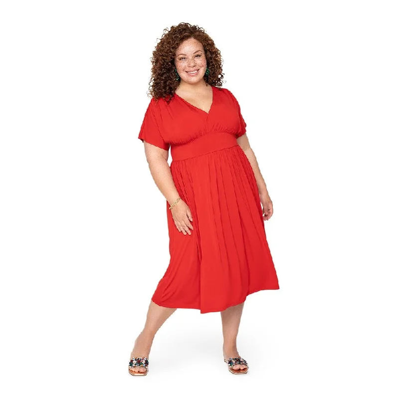 Women’s printed dresses for bold fashion -Leota Curve Tiana Dress Solid Barbados Cherry