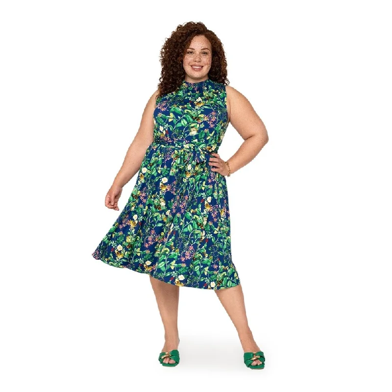 Women’s button-up dresses for casual chic -Leota's Curve Women Mindy Dress Butterfly Meadow Navy